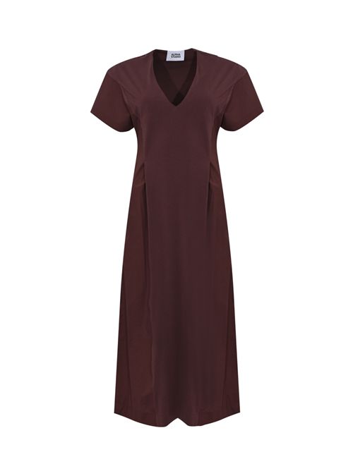 Abito midi New Shapes in cotone stretch con inserti in popeline Cioccolato Alpha studio | AD-6433O2009